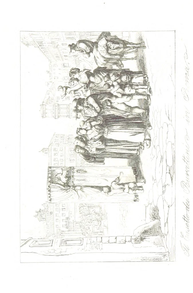An illustration from C. Frommel's pittoreskes Italien. Nach dessen Original-Gemälden und Zeichnungen. Die Scenen aus dem Volksleben nach Zeichnungen von Catel, Gail, Goetzloff, Mosbrugger, Weller, Pinelli, etc. In Stahl gestochen von C. Frommel und H. Winkler. Text für Ober-Italien von W. von Lüdemann, Unter-Italien von C. Witte, etc, 1840, leaf 419