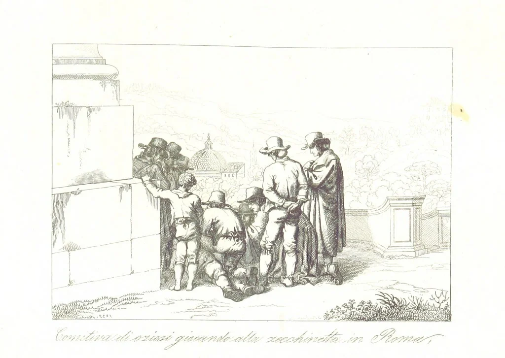 An illustration from C. Frommel's pittoreskes Italien. Nach dessen Original-Gemälden und Zeichnungen. Die Scenen aus dem Volksleben nach Zeichnungen von Catel, Gail, Goetzloff, Mosbrugger, Weller, Pinelli, etc. In Stahl gestochen von C. Frommel und H. Winkler. Text für Ober-Italien von W. von Lüdemann, Unter-Italien von C. Witte, etc, 1840, leaf 425