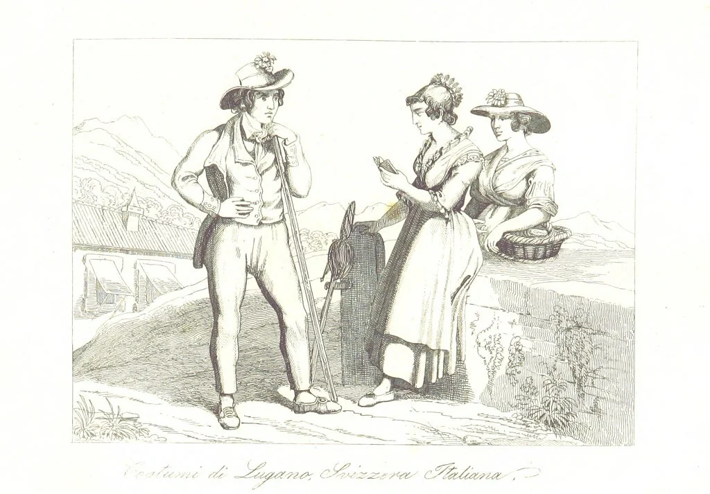 An illustration from C. Frommel's pittoreskes Italien. Nach dessen Original-Gemälden und Zeichnungen. Die Scenen aus dem Volksleben nach Zeichnungen von Catel, Gail, Goetzloff, Mosbrugger, Weller, Pinelli, etc. In Stahl gestochen von C. Frommel und H. Winkler. Text für Ober-Italien von W. von Lüdemann, Unter-Italien von C. Witte, etc, 1840, leaf 43
