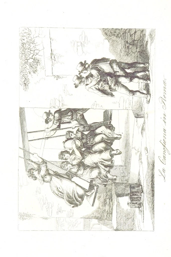An illustration from C. Frommel's pittoreskes Italien. Nach dessen Original-Gemälden und Zeichnungen. Die Scenen aus dem Volksleben nach Zeichnungen von Catel, Gail, Goetzloff, Mosbrugger, Weller, Pinelli, etc. In Stahl gestochen von C. Frommel und H. Winkler. Text für Ober-Italien von W. von Lüdemann, Unter-Italien von C. Witte, etc, 1840, leaf 485