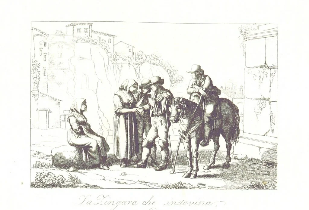 An illustration from C. Frommel's pittoreskes Italien. Nach dessen Original-Gemälden und Zeichnungen. Die Scenen aus dem Volksleben nach Zeichnungen von Catel, Gail, Goetzloff, Mosbrugger, Weller, Pinelli, etc. In Stahl gestochen von C. Frommel und H. Winkler. Text für Ober-Italien von W. von Lüdemann, Unter-Italien von C. Witte, etc, 1840, leaf 499