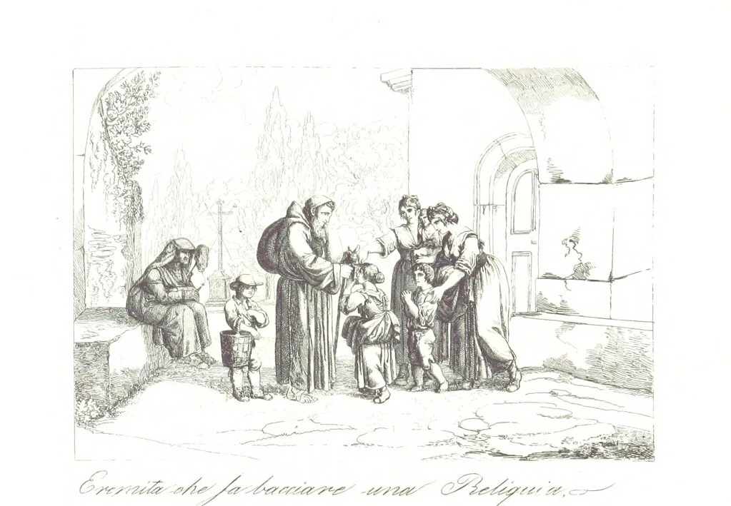 An illustration from C. Frommel's pittoreskes Italien. Nach dessen Original-Gemälden und Zeichnungen. Die Scenen aus dem Volksleben nach Zeichnungen von Catel, Gail, Goetzloff, Mosbrugger, Weller, Pinelli, etc. In Stahl gestochen von C. Frommel und H. Winkler. Text für Ober-Italien von W. von Lüdemann, Unter-Italien von C. Witte, etc, 1840, leaf 539