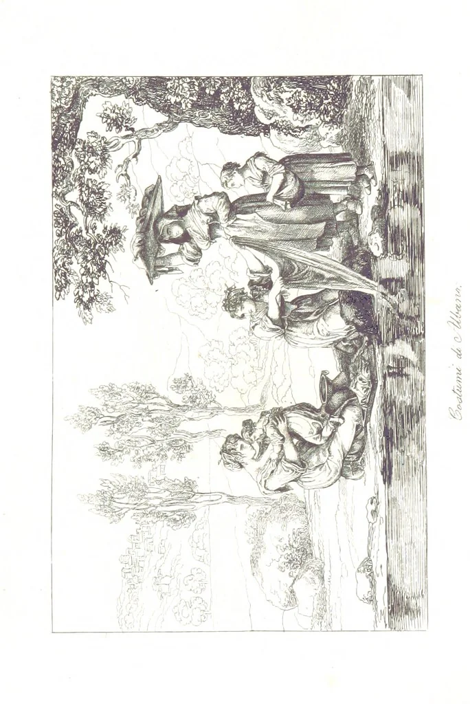 An illustration from C. Frommel's pittoreskes Italien. Nach dessen Original-Gemälden und Zeichnungen. Die Scenen aus dem Volksleben nach Zeichnungen von Catel, Gail, Goetzloff, Mosbrugger, Weller, Pinelli, etc. In Stahl gestochen von C. Frommel und H. Winkler. Text für Ober-Italien von W. von Lüdemann, Unter-Italien von C. Witte, etc, 1840, leaf 545