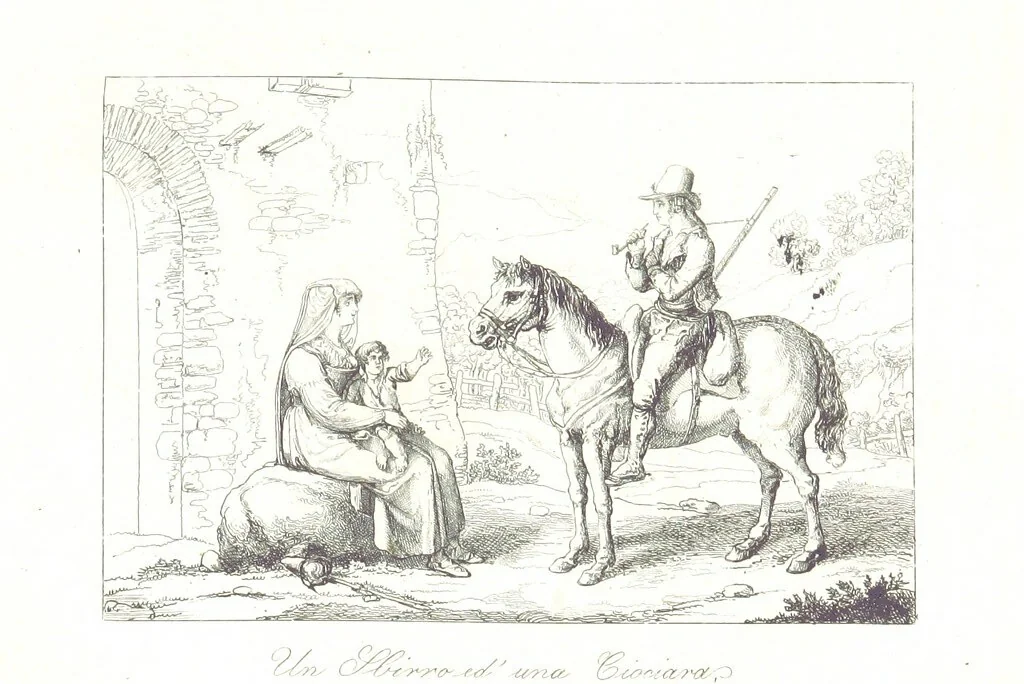 An illustration from C. Frommel's pittoreskes Italien. Nach dessen Original-Gemälden und Zeichnungen. Die Scenen aus dem Volksleben nach Zeichnungen von Catel, Gail, Goetzloff, Mosbrugger, Weller, Pinelli, etc. In Stahl gestochen von C. Frommel und H. Winkler. Text für Ober-Italien von W. von Lüdemann, Unter-Italien von C. Witte, etc, 1840, leaf 587