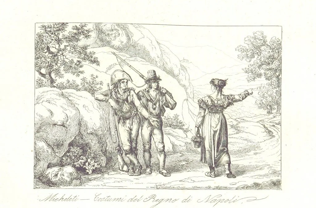 An illustration from C. Frommel's pittoreskes Italien. Nach dessen Original-Gemälden und Zeichnungen. Die Scenen aus dem Volksleben nach Zeichnungen von Catel, Gail, Goetzloff, Mosbrugger, Weller, Pinelli, etc. In Stahl gestochen von C. Frommel und H. Winkler. Text für Ober-Italien von W. von Lüdemann, Unter-Italien von C. Witte, etc, 1840, leaf 589