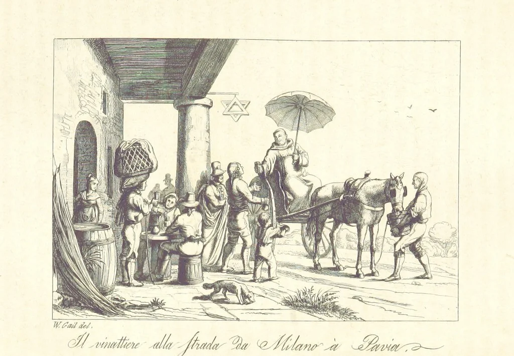 An illustration from C. Frommel's pittoreskes Italien. Nach dessen Original-Gemälden und Zeichnungen. Die Scenen aus dem Volksleben nach Zeichnungen von Catel, Gail, Goetzloff, Mosbrugger, Weller, Pinelli, etc. In Stahl gestochen von C. Frommel und H. Winkler. Text für Ober-Italien von W. von Lüdemann, Unter-Italien von C. Witte, etc, 1840, leaf 61
