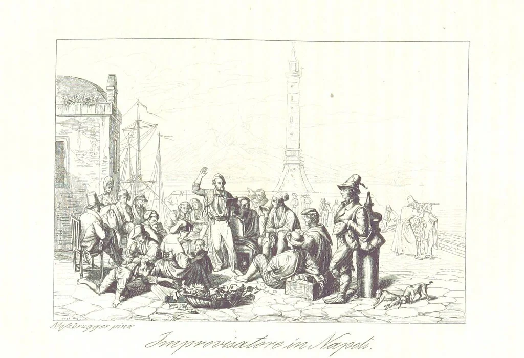 An illustration from C. Frommel's pittoreskes Italien. Nach dessen Original-Gemälden und Zeichnungen. Die Scenen aus dem Volksleben nach Zeichnungen von Catel, Gail, Goetzloff, Mosbrugger, Weller, Pinelli, etc. In Stahl gestochen von C. Frommel und H. Winkler. Text für Ober-Italien von W. von Lüdemann, Unter-Italien von C. Witte, etc, 1840, leaf 633