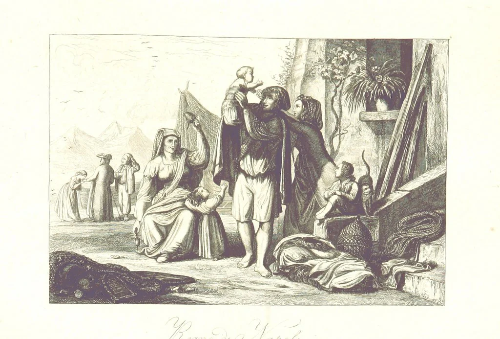 An illustration from C. Frommel's pittoreskes Italien. Nach dessen Original-Gemälden und Zeichnungen. Die Scenen aus dem Volksleben nach Zeichnungen von Catel, Gail, Goetzloff, Mosbrugger, Weller, Pinelli, etc. In Stahl gestochen von C. Frommel und H. Winkler. Text für Ober-Italien von W. von Lüdemann, Unter-Italien von C. Witte, etc, 1840, leaf 661