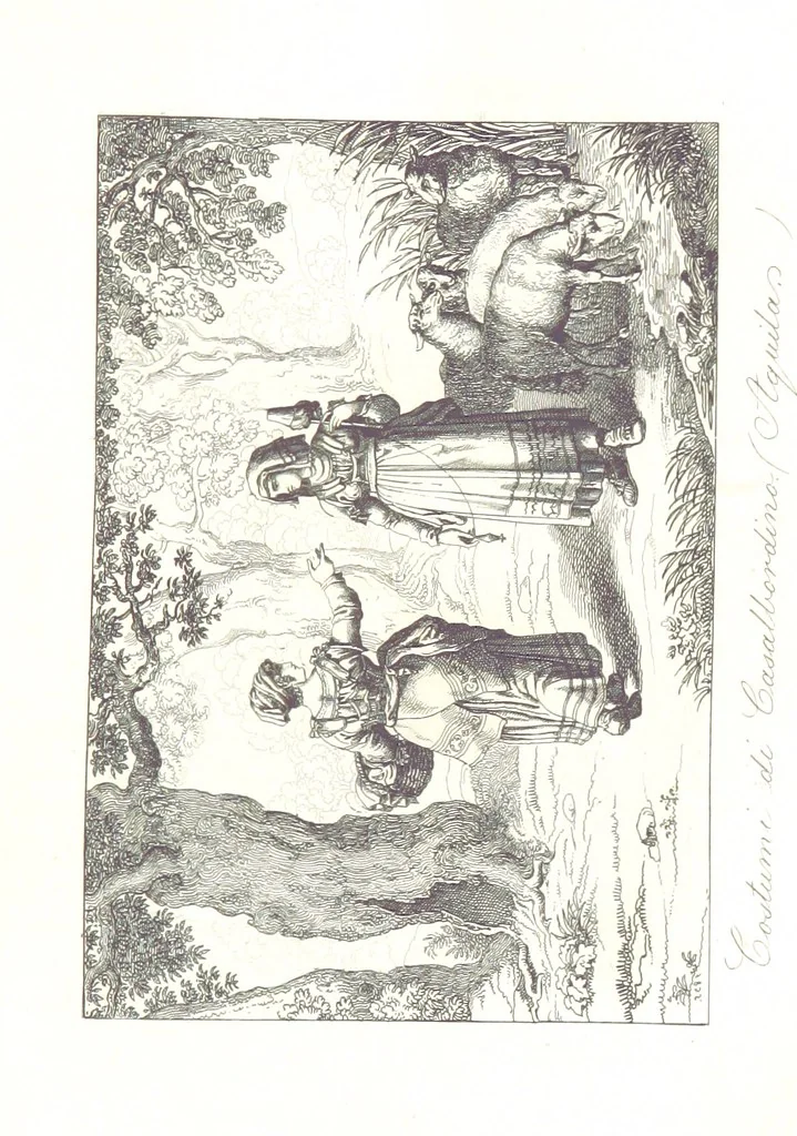 An illustration from C. Frommel's pittoreskes Italien. Nach dessen Original-Gemälden und Zeichnungen. Die Scenen aus dem Volksleben nach Zeichnungen von Catel, Gail, Goetzloff, Mosbrugger, Weller, Pinelli, etc. In Stahl gestochen von C. Frommel und H. Winkler. Text für Ober-Italien von W. von Lüdemann, Unter-Italien von C. Witte, etc, 1840, leaf 663