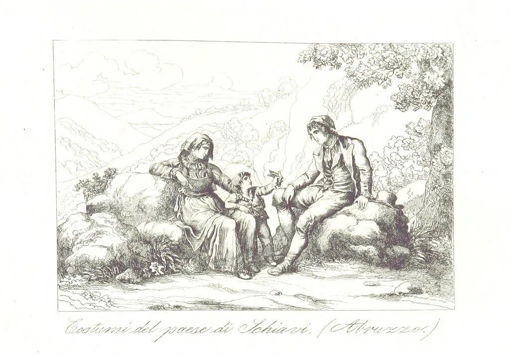 An illustration from C. Frommel's pittoreskes Italien. Nach dessen Original-Gemälden und Zeichnungen. Die Scenen aus dem Volksleben nach Zeichnungen von Catel, Gail, Goetzloff, Mosbrugger, Weller, Pinelli, etc. In Stahl gestochen von C. Frommel und H. Winkler. Text für Ober-Italien von W. von Lüdemann, Unter-Italien von C. Witte, etc, 1840, leaf 665