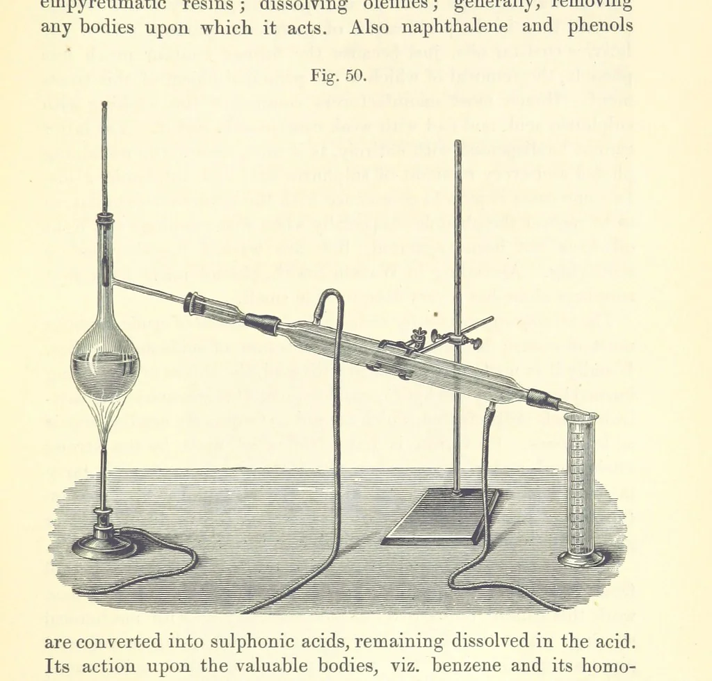 An illustration from A treatise on the distillation of Coal-Tar and Ammoniacal Liquor, and the separation from them of valuable products. [Translated from the German, 1882, leaf 269