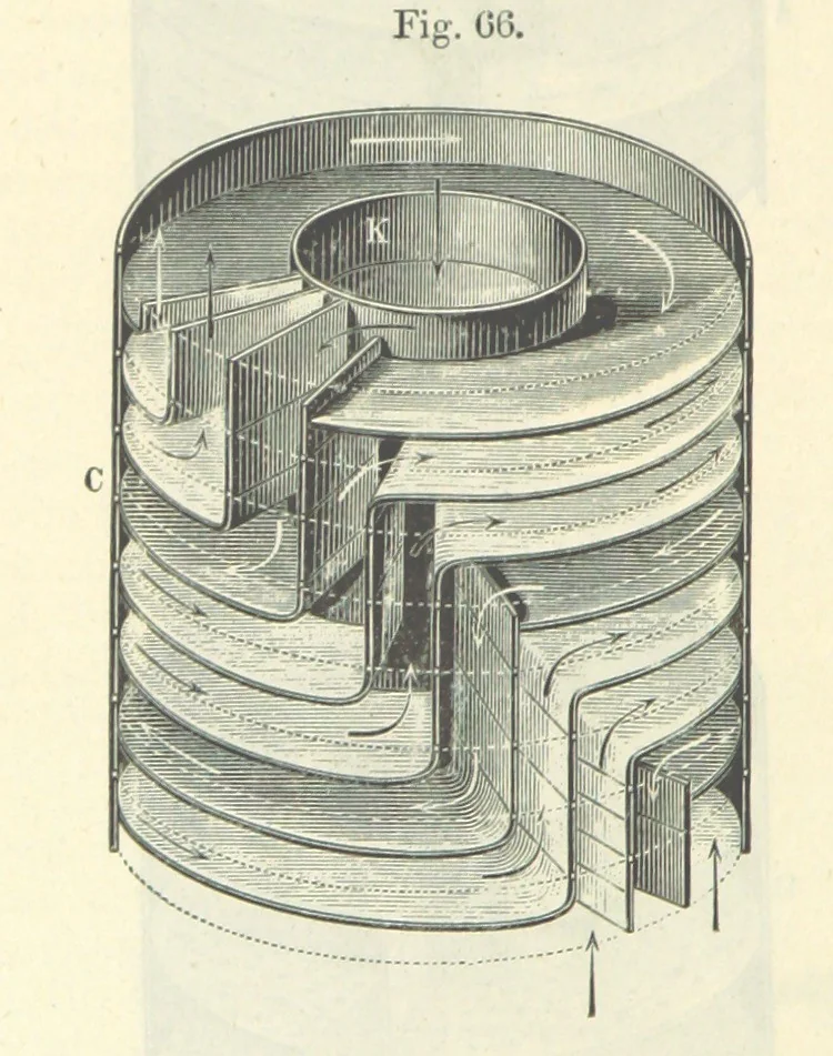 An illustration from A treatise on the distillation of Coal-Tar and Ammoniacal Liquor, and the separation from them of valuable products. [Translated from the German, 1882, leaf 304