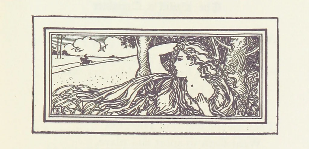An illustration from A Book of Old English Ballads. With an accompaniment of decorative drawings by G. W. Edwards, and an introduction by H. W. Mabie, 1896, leaf 103