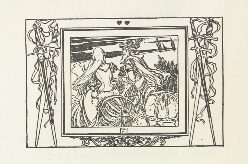An illustration from A Book of Old English Ballads. With an accompaniment of decorative drawings by G. W. Edwards, and an introduction by H. W. Mabie, 1896, leaf 108
