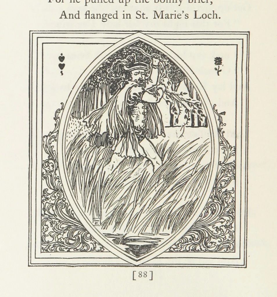 An illustration from A Book of Old English Ballads. With an accompaniment of decorative drawings by G. W. Edwards, and an introduction by H. W. Mabie, 1896, leaf 112