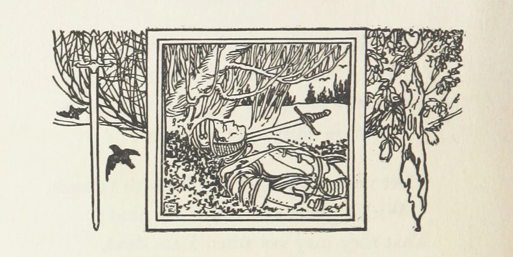 An illustration from A Book of Old English Ballads. With an accompaniment of decorative drawings by G. W. Edwards, and an introduction by H. W. Mabie, 1896, leaf 160