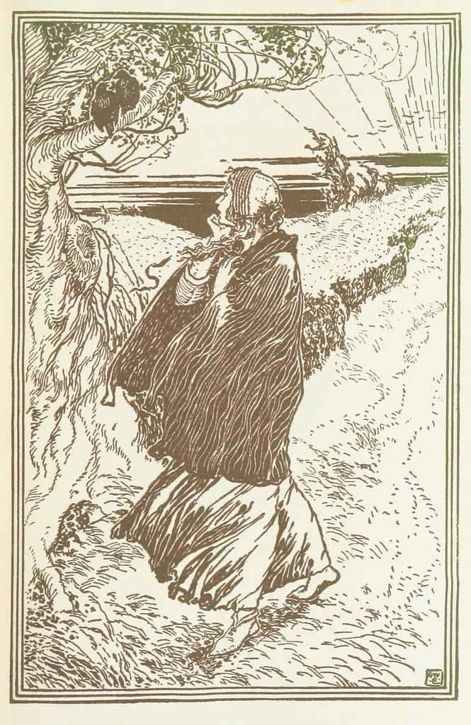 An illustration from A Book of Old English Ballads. With an accompaniment of decorative drawings by G. W. Edwards, and an introduction by H. W. Mabie, 1896, leaf 161