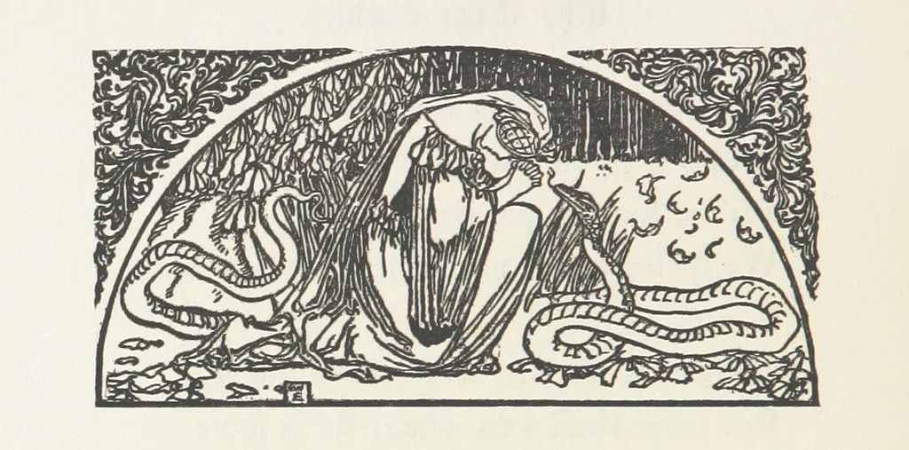 An illustration from A Book of Old English Ballads. With an accompaniment of decorative drawings by G. W. Edwards, and an introduction by H. W. Mabie, 1896, leaf 164