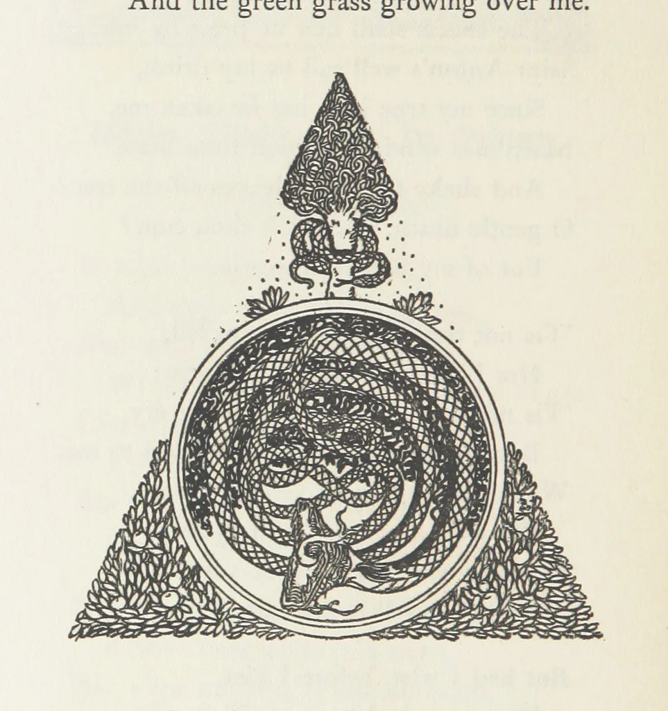 An illustration from A Book of Old English Ballads. With an accompaniment of decorative drawings by G. W. Edwards, and an introduction by H. W. Mabie, 1896, leaf 166