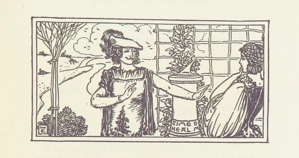 An illustration from A Book of Old English Ballads. With an accompaniment of decorative drawings by G. W. Edwards, and an introduction by H. W. Mabie, 1896, leaf 167