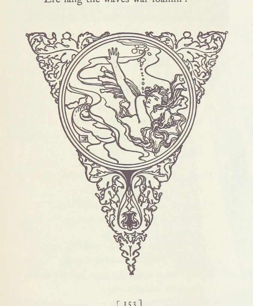 An illustration from A Book of Old English Ballads. With an accompaniment of decorative drawings by G. W. Edwards, and an introduction by H. W. Mabie, 1896, leaf 195