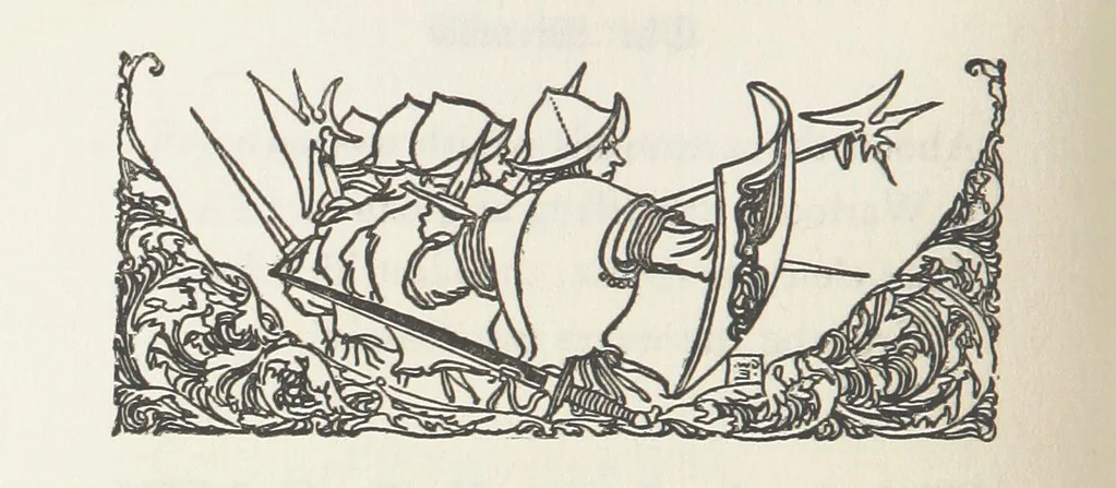 An illustration from A Book of Old English Ballads. With an accompaniment of decorative drawings by G. W. Edwards, and an introduction by H. W. Mabie, 1896, leaf 196