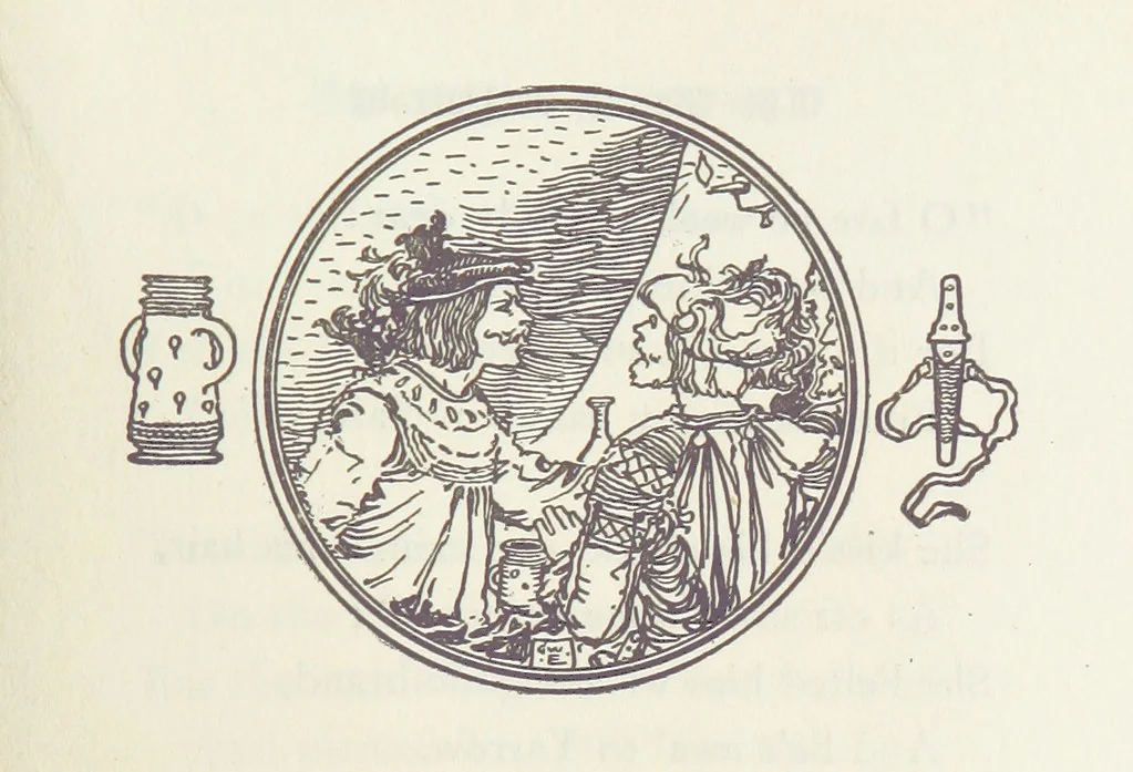 An illustration from A Book of Old English Ballads. With an accompaniment of decorative drawings by G. W. Edwards, and an introduction by H. W. Mabie, 1896, leaf 221
