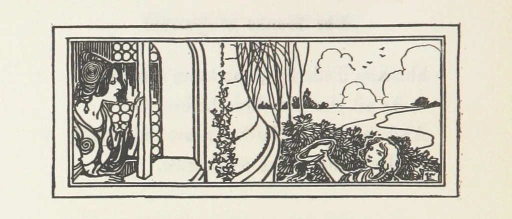 An illustration from A Book of Old English Ballads. With an accompaniment of decorative drawings by G. W. Edwards, and an introduction by H. W. Mabie, 1896, leaf 226
