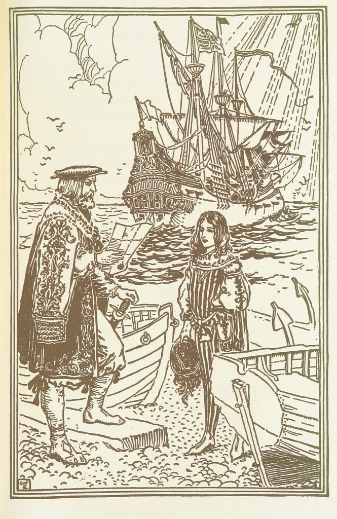 An illustration from A Book of Old English Ballads. With an accompaniment of decorative drawings by G. W. Edwards, and an introduction by H. W. Mabie, 1896, leaf 233