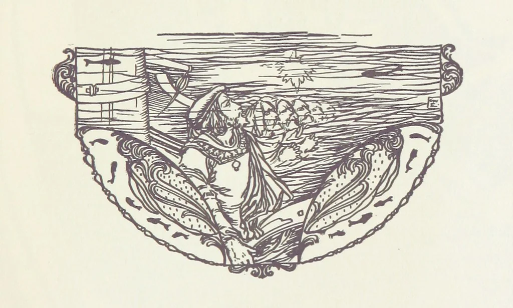 An illustration from A Book of Old English Ballads. With an accompaniment of decorative drawings by G. W. Edwards, and an introduction by H. W. Mabie, 1896, leaf 239