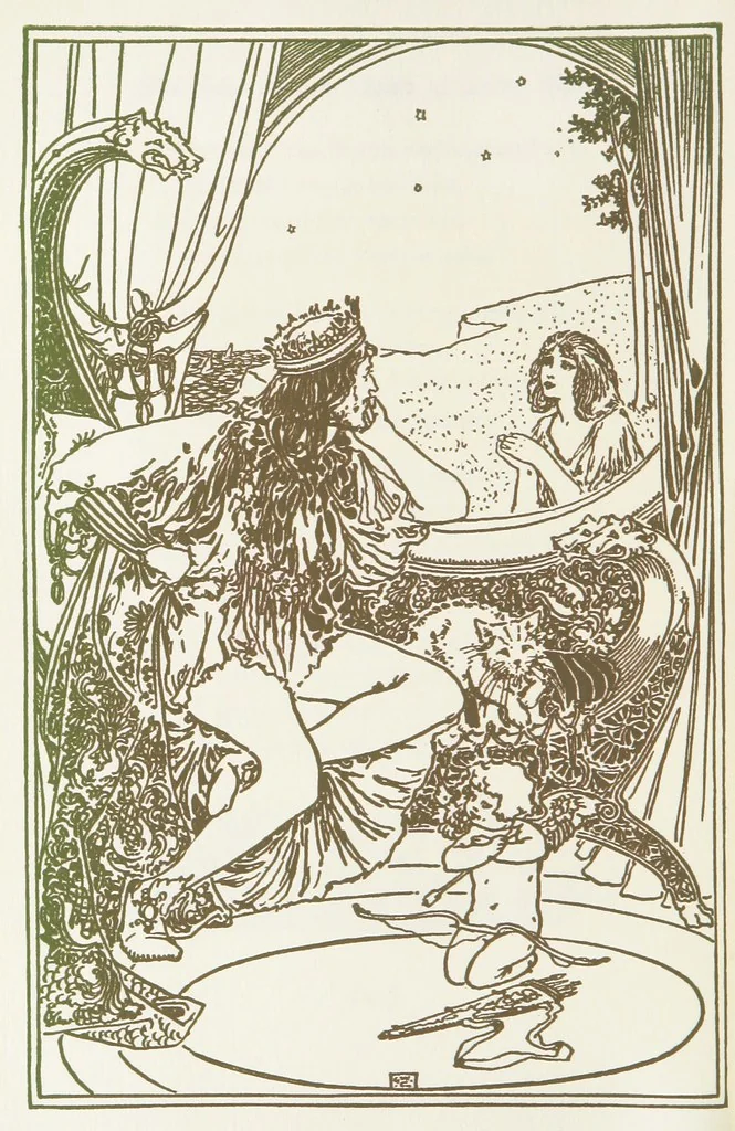 An illustration from A Book of Old English Ballads. With an accompaniment of decorative drawings by G. W. Edwards, and an introduction by H. W. Mabie, 1896, leaf 54