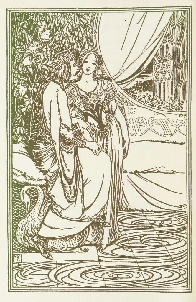An illustration from A Book of Old English Ballads. With an accompaniment of decorative drawings by G. W. Edwards, and an introduction by H. W. Mabie, 1896, leaf 76