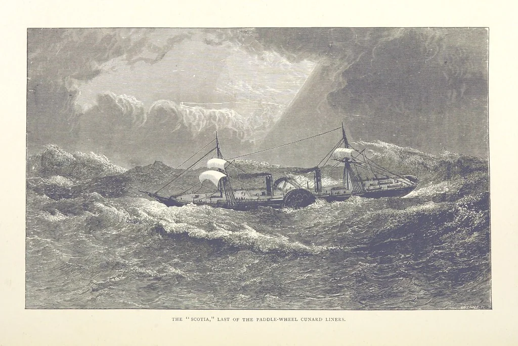 An illustration from Sea Pictures, drawn with pen and pencil, 1882, leaf 102