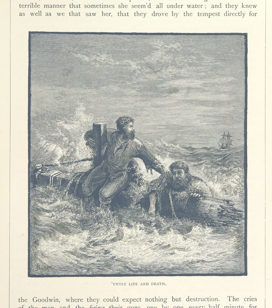 An illustration from Sea Pictures, drawn with pen and pencil, 1882, leaf 131