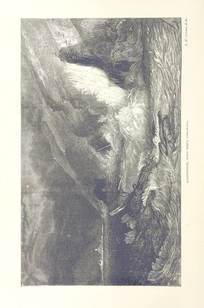 An illustration from Sea Pictures, drawn with pen and pencil, 1882, leaf 136