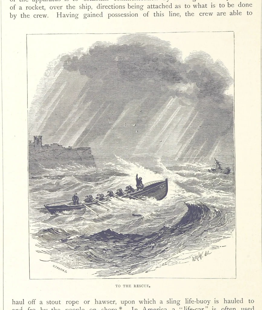 An illustration from Sea Pictures, drawn with pen and pencil, 1882, leaf 138
