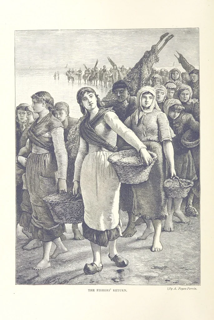 An illustration from Sea Pictures, drawn with pen and pencil, 1882, leaf 164