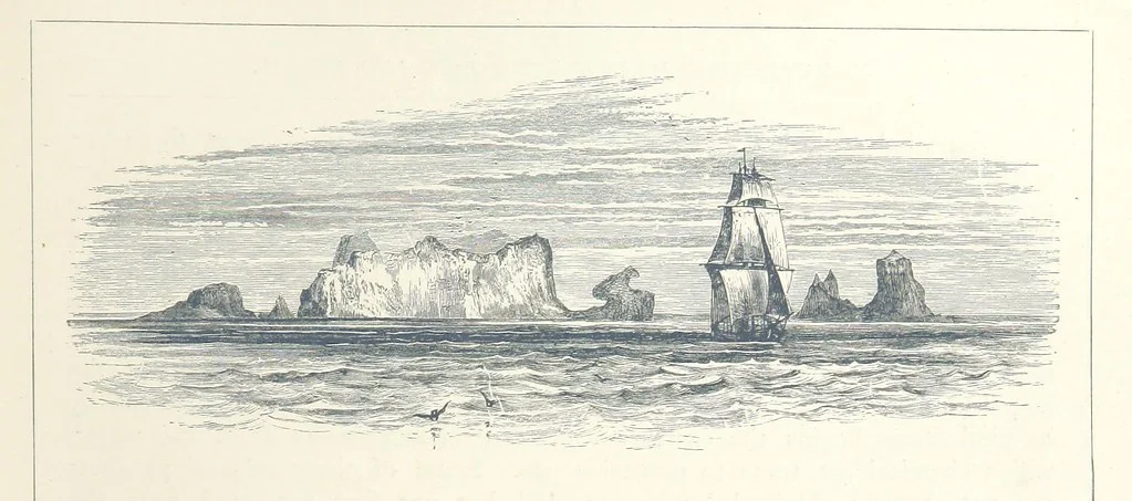 An illustration from Sea Pictures, drawn with pen and pencil, 1882, leaf 165