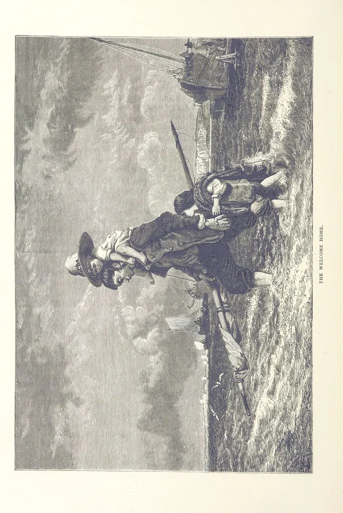 An illustration from Sea Pictures, drawn with pen and pencil, 1882, leaf 170