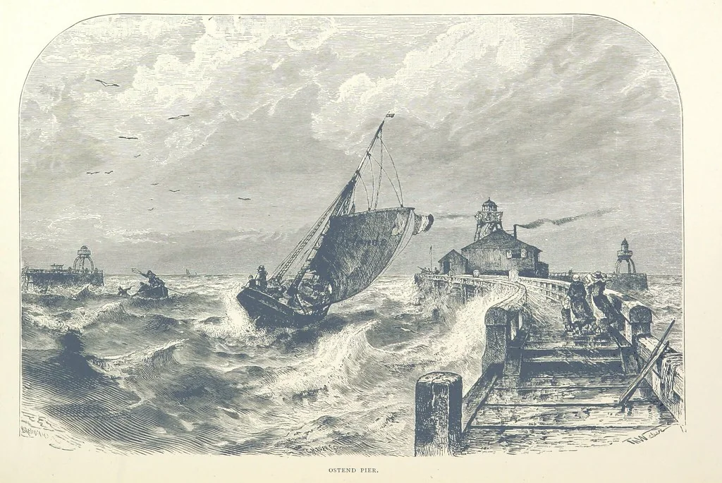 An illustration from Sea Pictures, drawn with pen and pencil, 1882, leaf 173