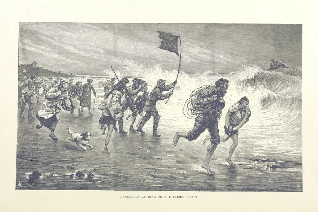 An illustration from Sea Pictures, drawn with pen and pencil, 1882, leaf 178