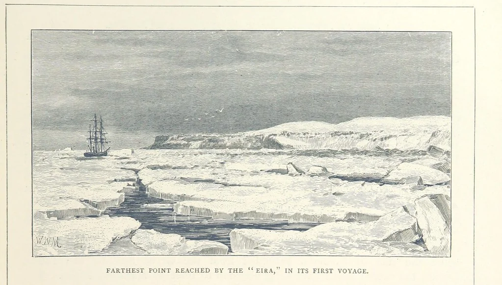 An illustration from Sea Pictures, drawn with pen and pencil, 1882, leaf 183