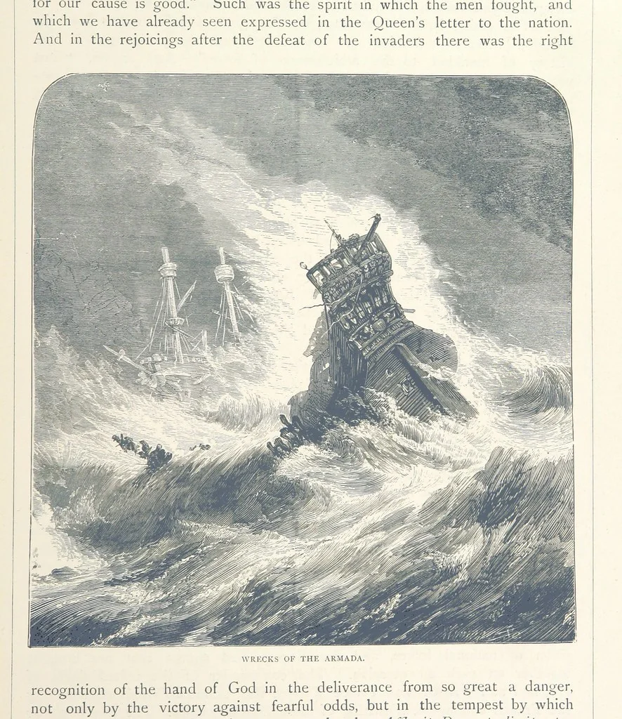 An illustration from Sea Pictures, drawn with pen and pencil, 1882, leaf 209