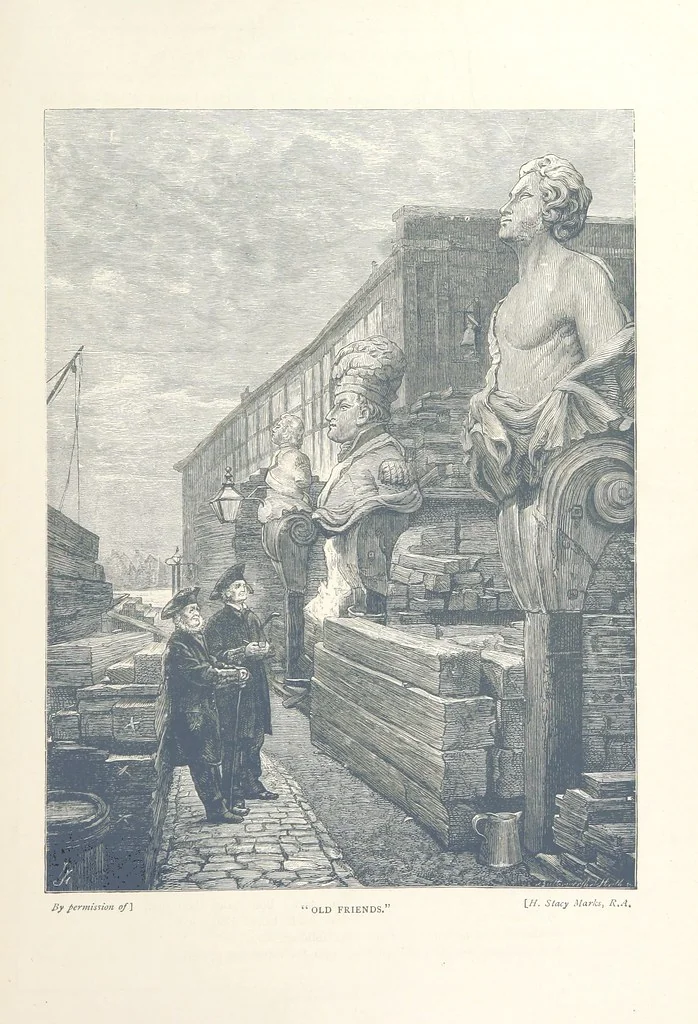 An illustration from Sea Pictures, drawn with pen and pencil, 1882, leaf 221