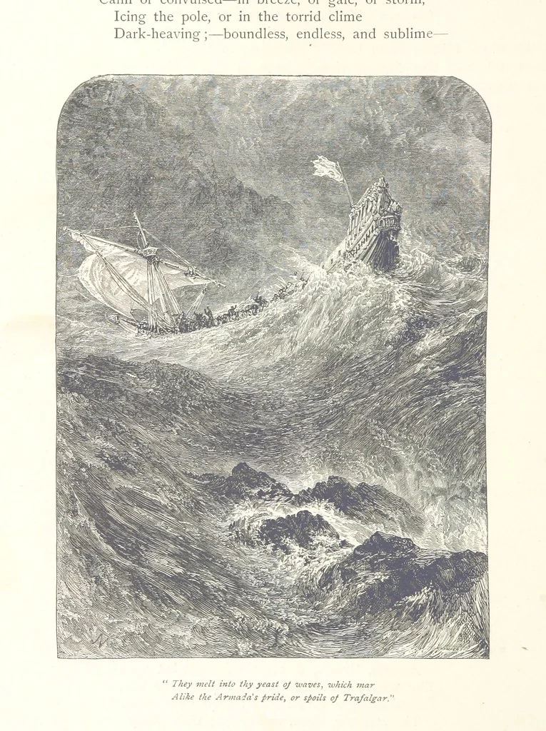 An illustration from Sea Pictures, drawn with pen and pencil, 1882, leaf 26