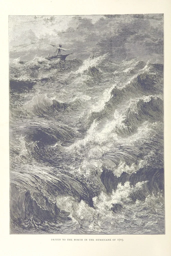 An illustration from Sea Pictures, drawn with pen and pencil, 1882, leaf 28