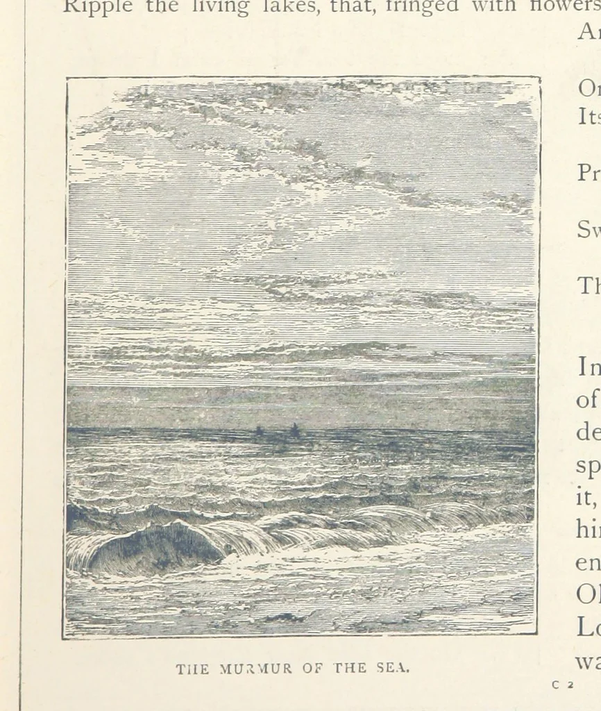 An illustration from Sea Pictures, drawn with pen and pencil, 1882, leaf 33