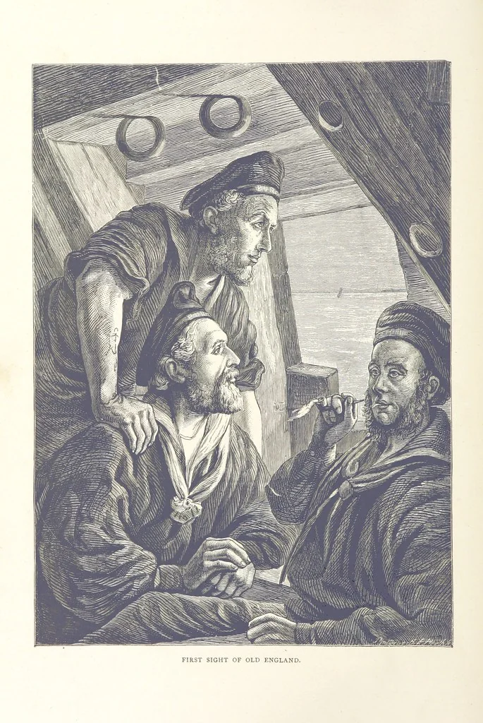 An illustration from Sea Pictures, drawn with pen and pencil, 1882, leaf 44
