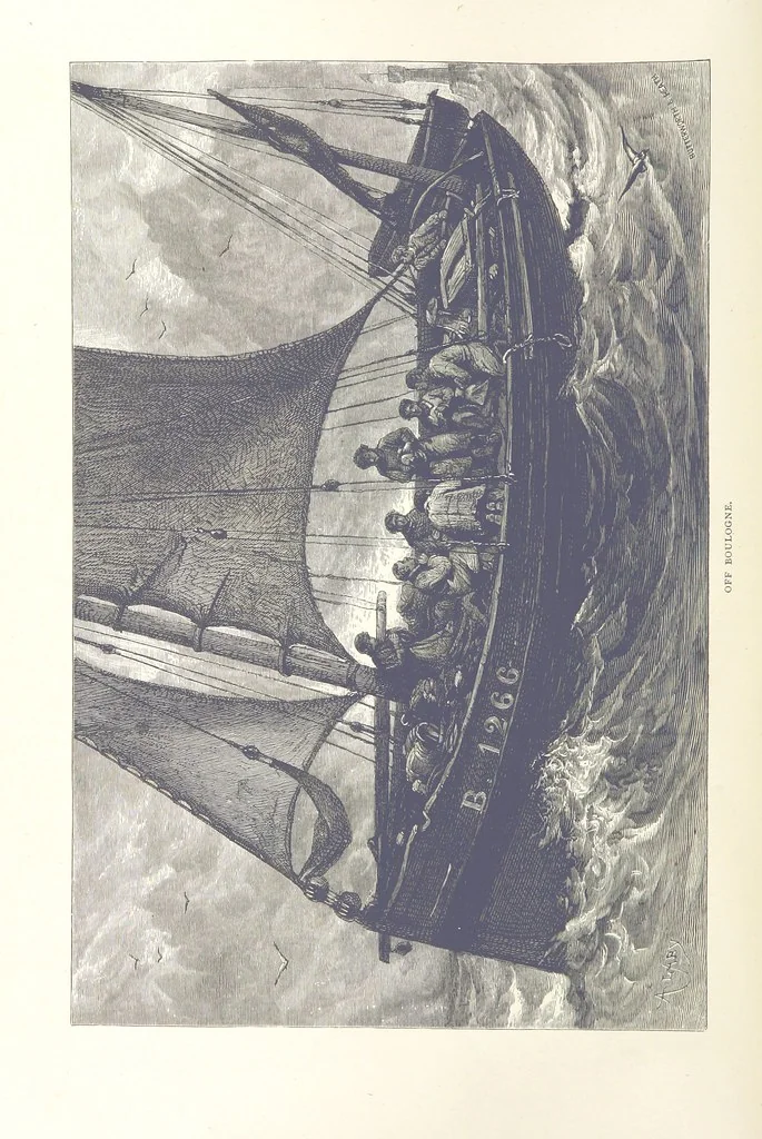 An illustration from Sea Pictures, drawn with pen and pencil, 1882, leaf 52