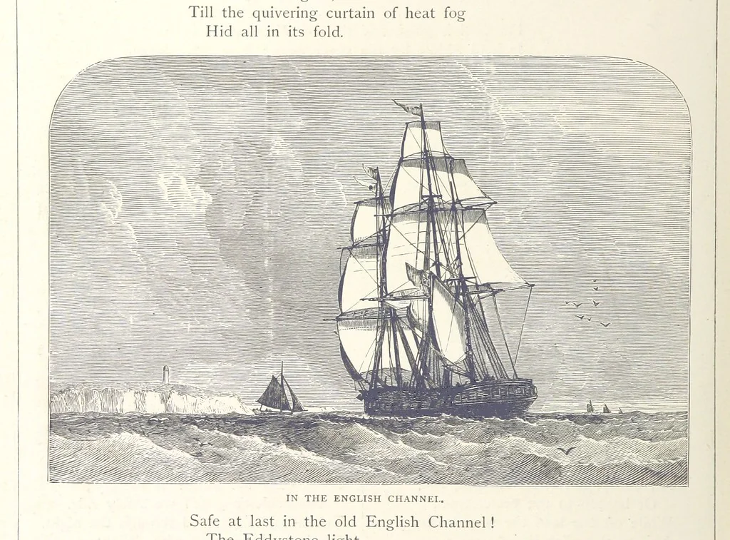 An illustration from Sea Pictures, drawn with pen and pencil, 1882, leaf 58